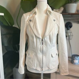 WHITE HOUSE BLACK MARKET White Motorcycle Blazer Jacket Size 6